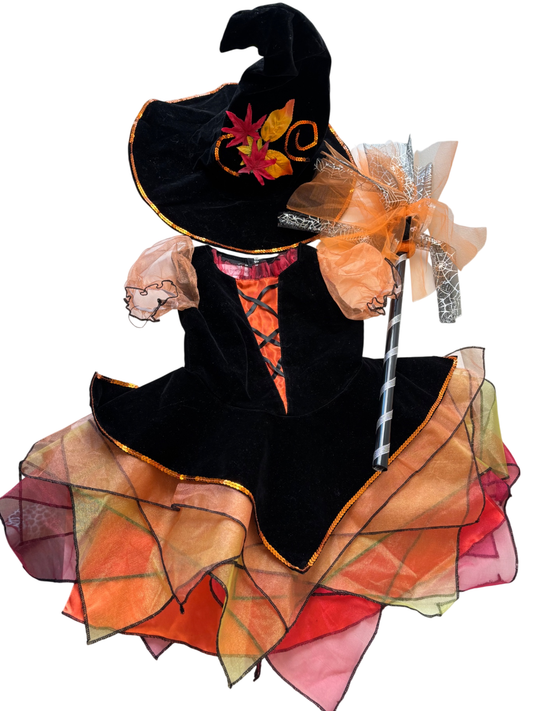 Chasing Fireflies Halloween Costume - Black Witch + Hat + Broom | size 6