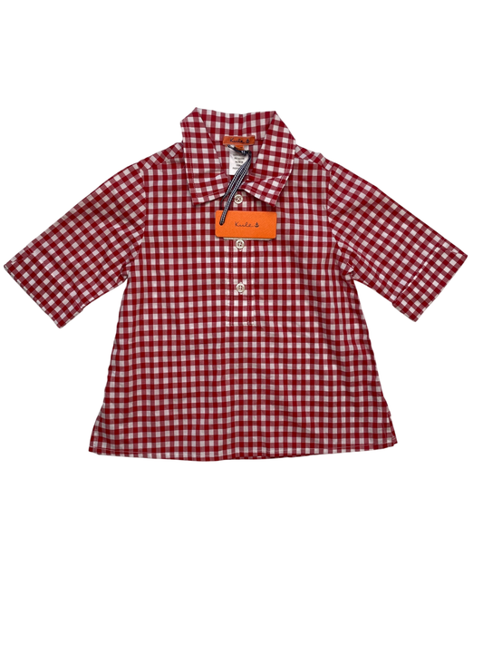 Kule Shirt - Red Gingham 1/2 Button Up 100% Cotton | size 24 Months