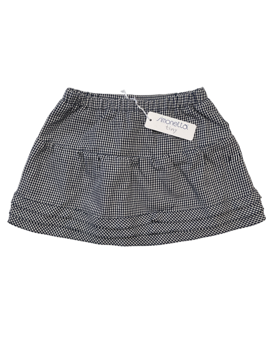 Simonetta Skirt - Navy Blue Houndstooth Ruffle Made in Italy | size 9 Months