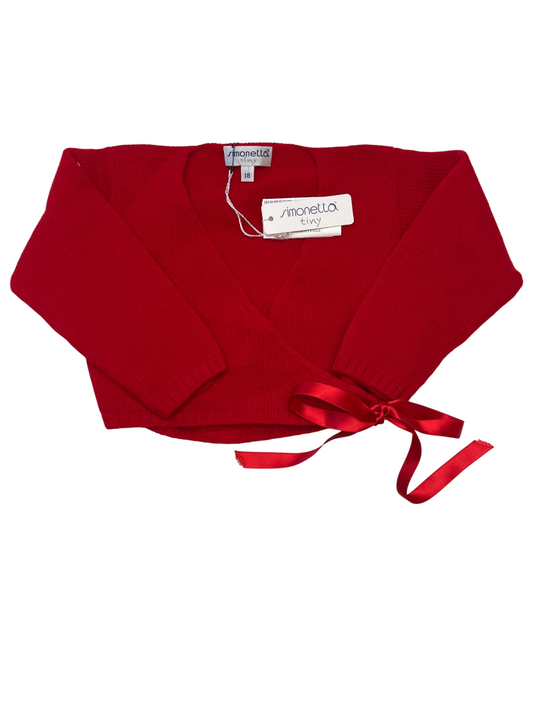 Simonetta Sweater - Red Knit Wrap Cardigan Made in Italy | size 18 Months
