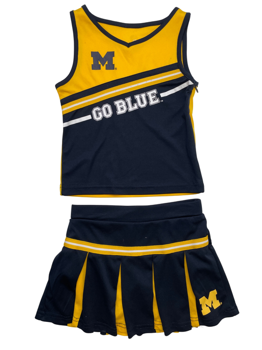 Colosseum 2 Piece Ensemble - Yellow/Navy Blue Michigan Cheer Uniform | size 4T