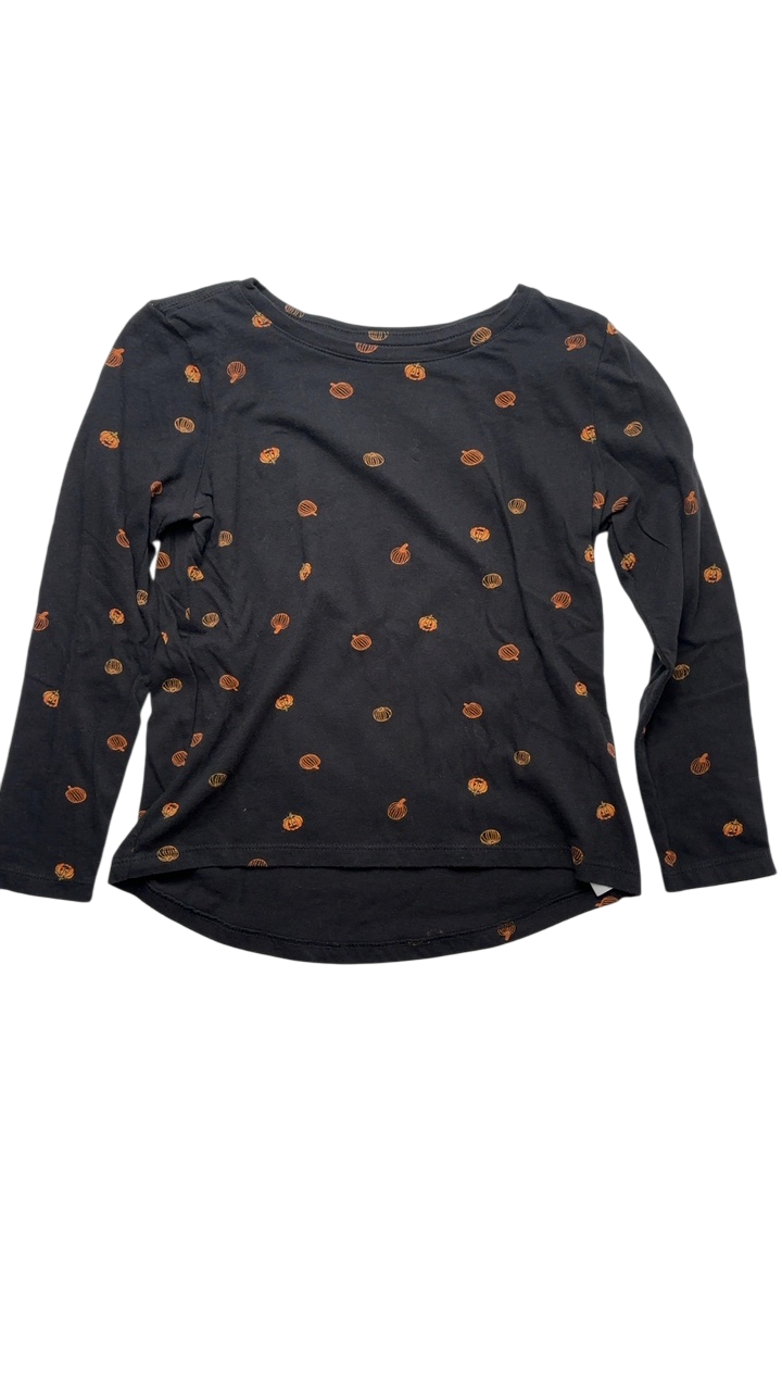 Old Navy Halloween Clothing - Black Pumpkin Graphic Long Sleeve T-Shirt | size 6/7