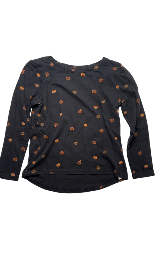 Old Navy Halloween Clothing - Black Pumpkin Graphic Long Sleeve T-Shirt | size 6/7