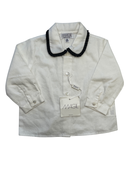 Magil Shirt - White Peter Pan Collar 100% Cotton Made in Italy | size 6 Months