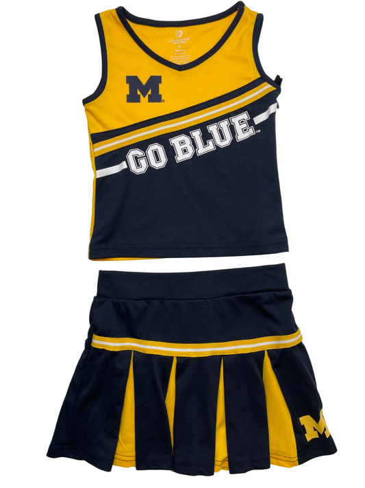 Colosseum 2 Piece Ensemble - Yellow/Navy Blue Michigan Cheer Uniform | size 4T/5T