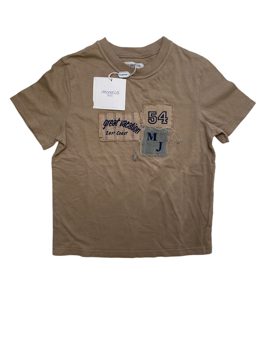 Simonetta T-Shirt - Brown Distressed Patch Design 100% Cotton Made in Italy | size 6