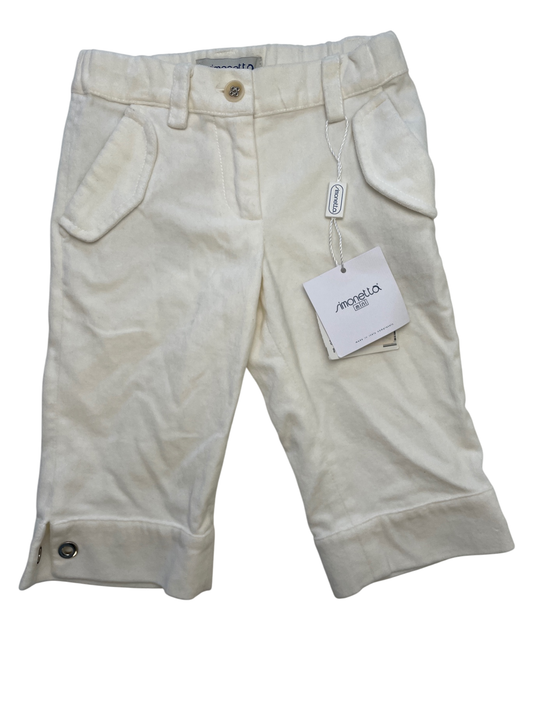 Simonetta Pants - White Velvet Trouser 100% Cotton Made in Italy | size 3T