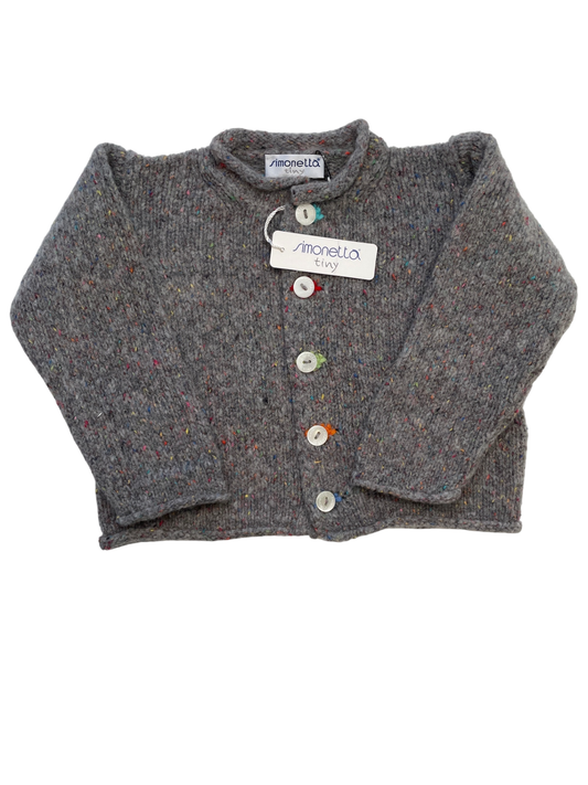 Simonetta Sweater - Gray Confetti Knit Cardigan Made in Italy | size 12 Months