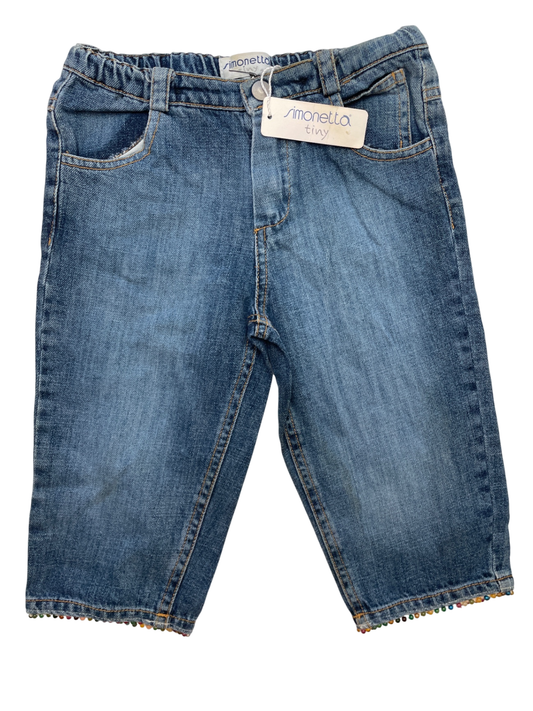 Simonetta Jeans - Blue Bead Detailing 100% Cotton Made in Italy | size 18 Months