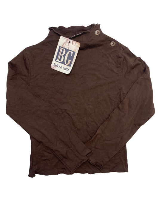 Baby Graziella Long Sleeve T-Shirt - Brown Lettuce Edge Made in Italy | size 22 Months