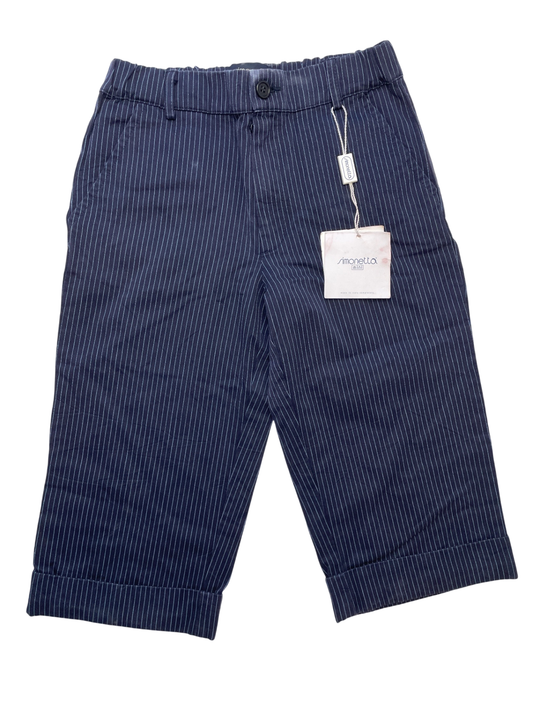 Simonetta Pants - Navy Blue Pinstripe Trouser 100% Cotton Made in Italy | size 6