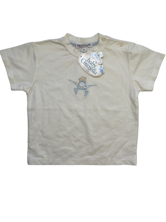 Baby Graziella T-Shirt - White Bear Airplane Made in Italy | size 16 Months