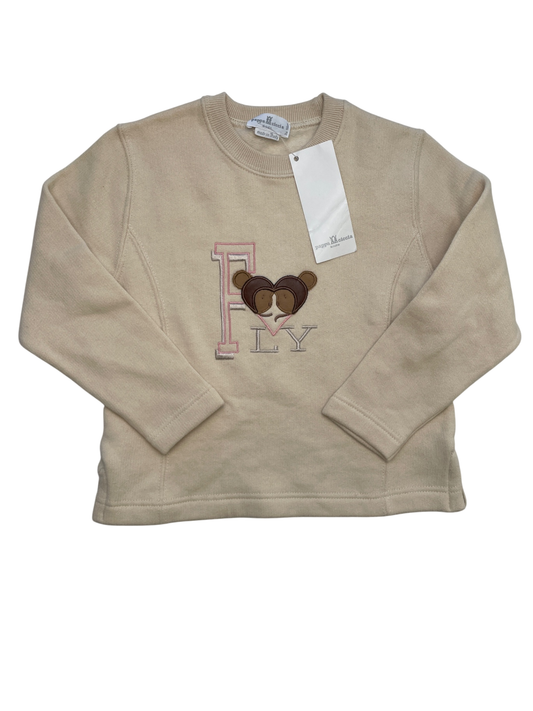 Pappa Ciccia Sweatshirt - Cream 'FLY' Embroidery 100% Cotton Made in Italy | size 3T
