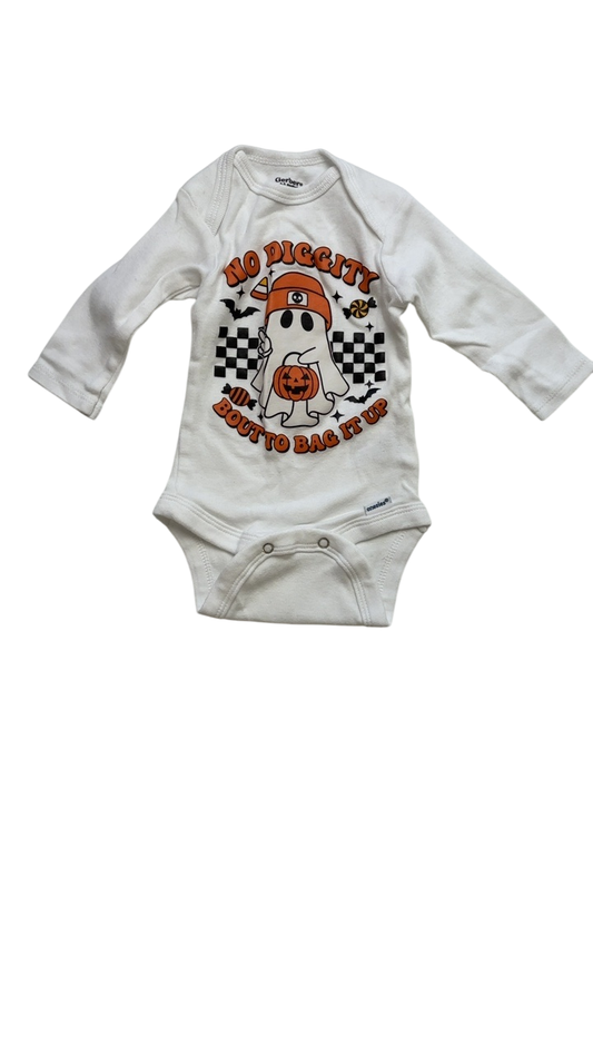 Gerber Halloween Clothing - White Halloween Graphic Bodysuit | size 0 - 3 Months