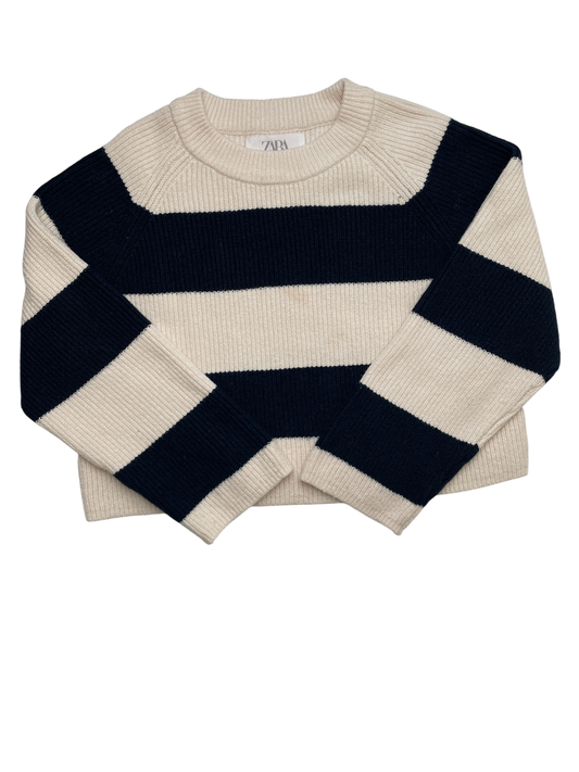 Zara Sweater - Navy Blue/Cream Knit Stripe | size 8/9