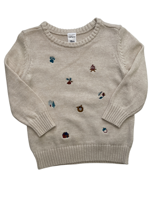 Carter's Sweater - Cream Small Nature Embroidery | size 18 Months