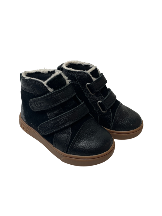UGG Boots - Black Leather Detail Velcro Straps | size 7