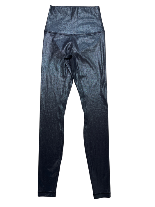 Lululemon Leggings - Blue Metallic Ribbed | size 8/10