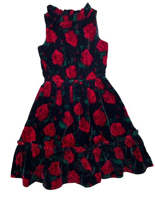Janie and Jack Dress - Red Velvet Rose Pattern | size 7