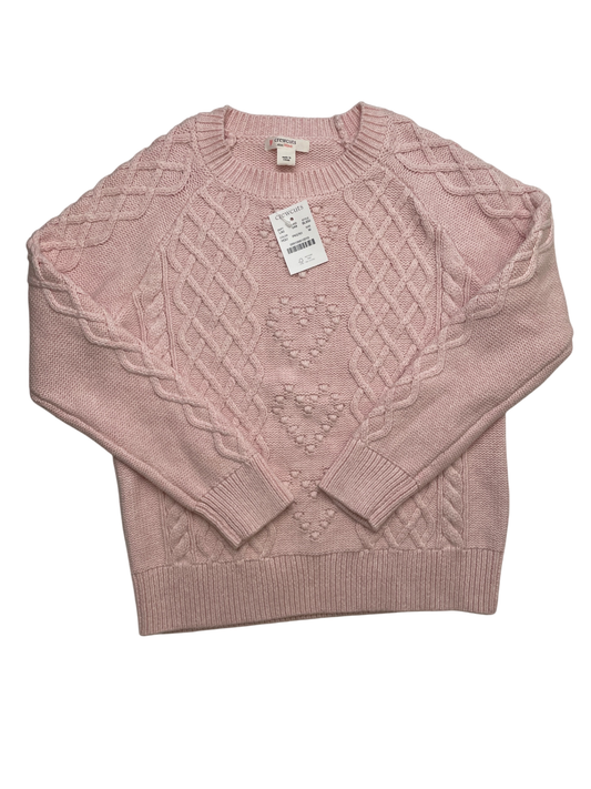 Crewcuts Sweater - Pink Cable Knit Heart Bobble | size 8/9