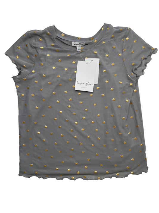 Love Fire Shirt - Gray Tulle Star Overlay w/ Undershirt | size 8/10