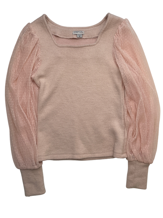 Habitual Kids Shirt - Pink Ribbed Body Tulle Sleeves | size 10