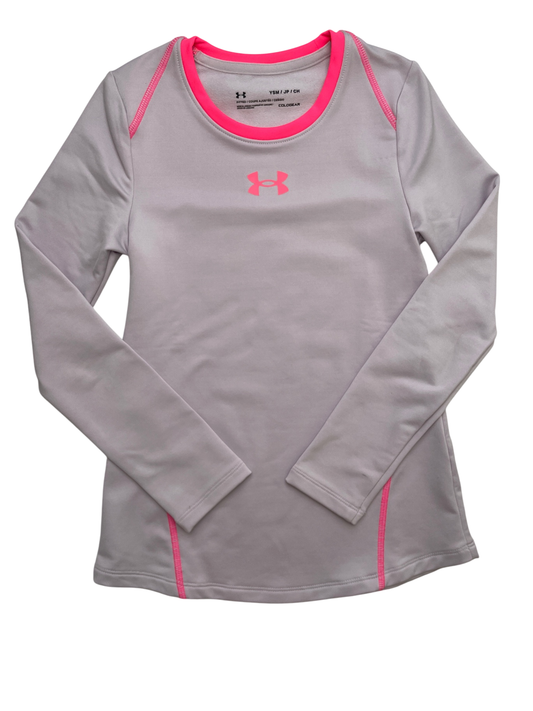 Under Armour Long Sleeve T-Shirt - Pink Fleece Lined Coldgear | size 8