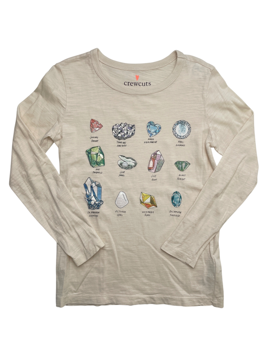 Crewcuts Long Sleeve T-Shirt - Cream Birthstone Graphic | size 6/7