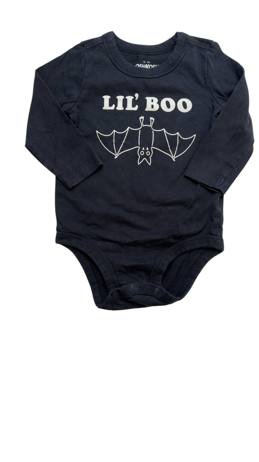 Oshkosh B'Gosh Halloween Clothing - Black Long Sleeve Onesie Little Boo | size 9 Months