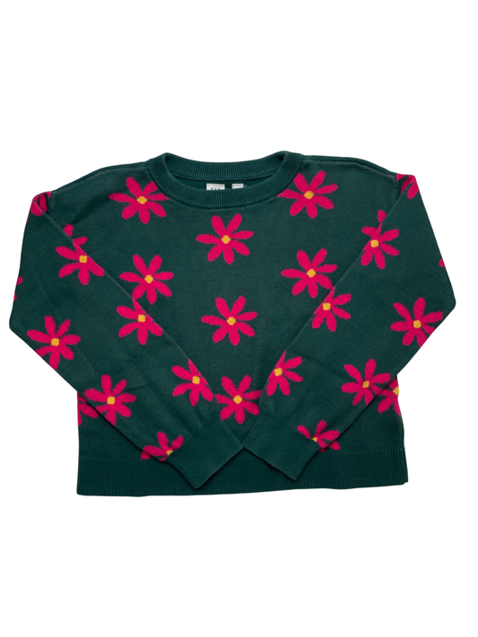 GapKids Sweater - Green Flower Pattern | size XXL
