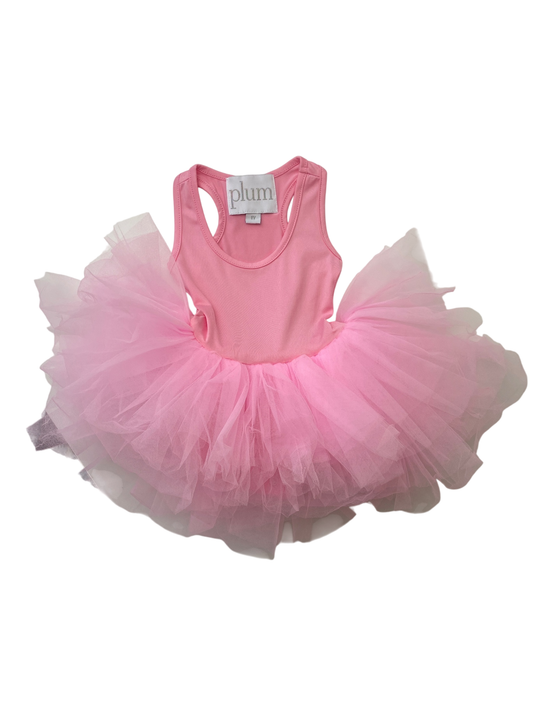 I Love Plum Dress - Pink Tulle Tutu Onesie | size 12 Months