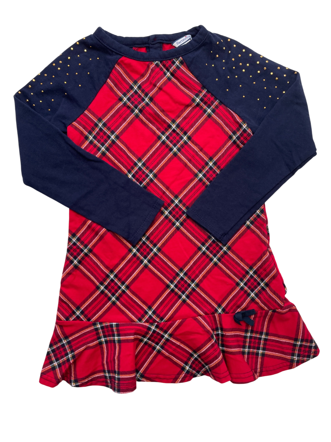Hartstrings Dress - Red Plaid Ruffle Shoulder Studs | size 6