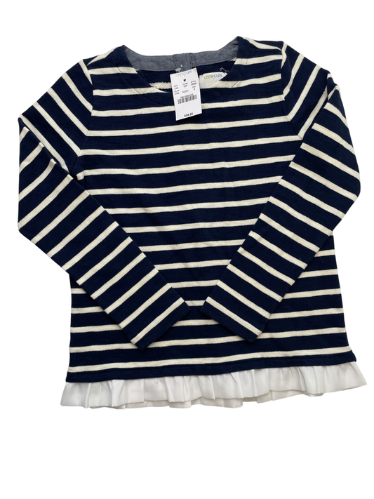 Crewcuts Shirt - Navy Blue Striped + Ruffle Buttons on Back | size 8