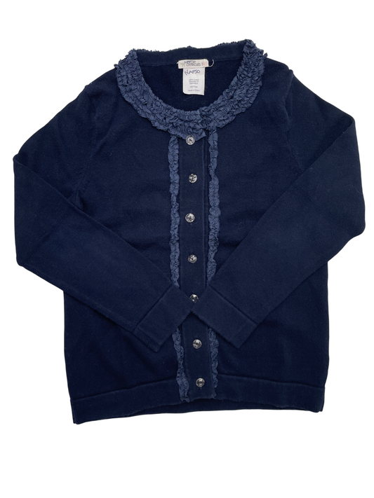 Crewcuts Sweater - Navy Blue Ruffle Detail Cardigan | size 6/7