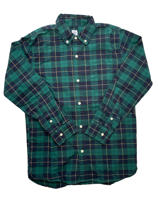 GapKids Shirt - Green Plaid Button Down | size 12