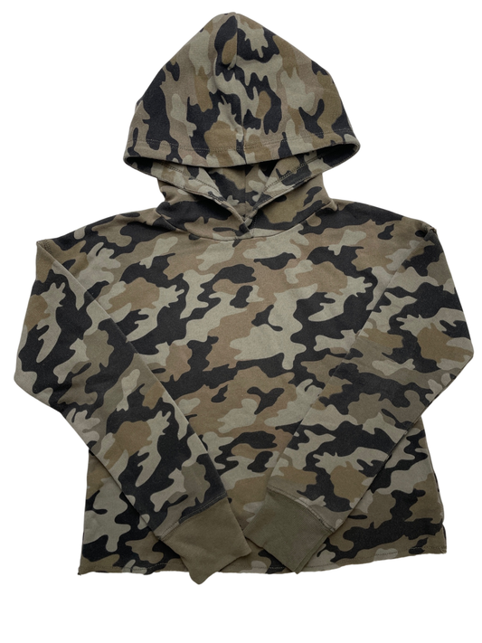 Tucker + Tate Sweatshirt - Green Camo Hoodie Raw Hem | size 8/10
