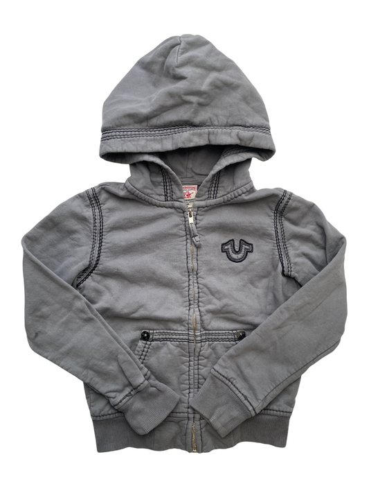 True Religion Sweatshirt - Gray Full Zip Hoodie Black Stitching | size 4T/5T