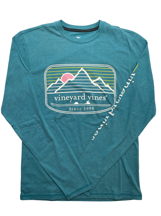 Vineyard Vines Long Sleeve T-Shirt - Blue Mountain Graphic 'Since 1998' | size XS