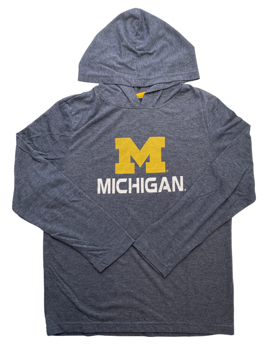 Colosseum Shirt - Blue Michigan Long Sleeve + Hood | size 16/18
