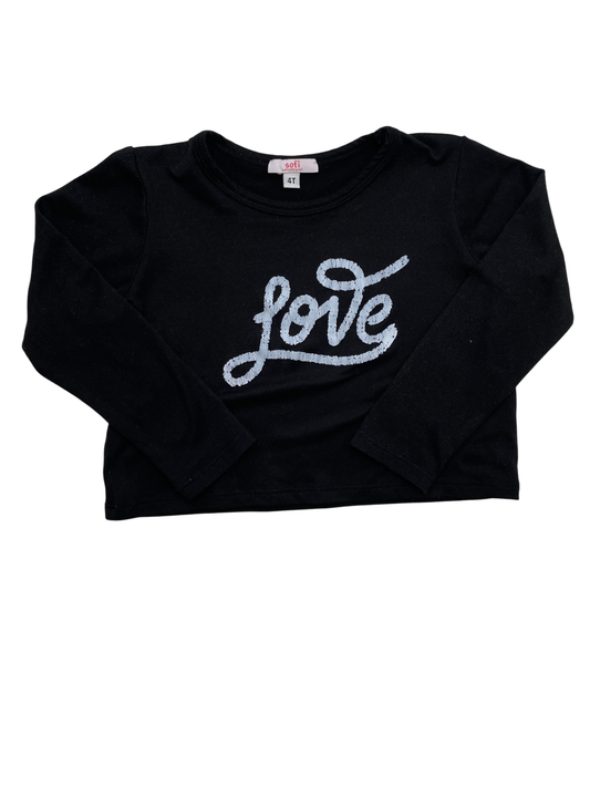Sofi Long Sleeve T-Shirt - Black 'Love' Solid | size 4T