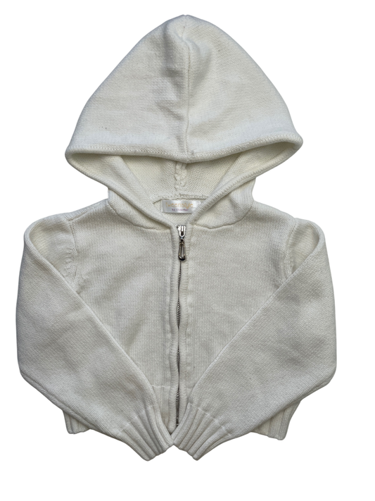 Tweenstyle Sweater - White Cropped Full Zip w/ Hood | size 6