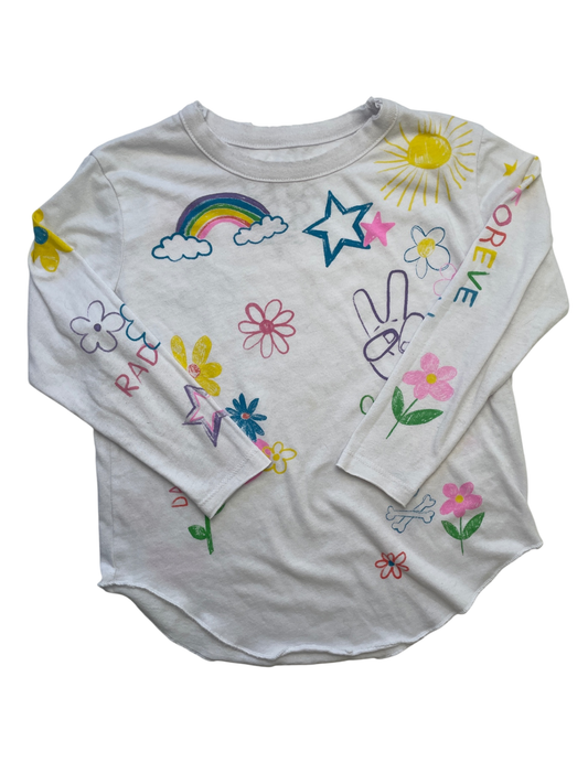 Chaser Long Sleeve T-Shirt - White Doodle Graphics 'Off Duty' | size 5T