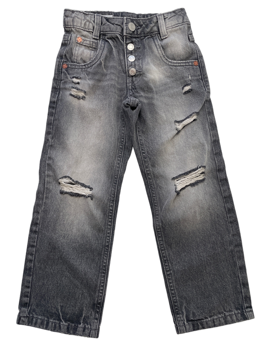 Zara Jeans - Gray Distressed + Button Fly | size 6