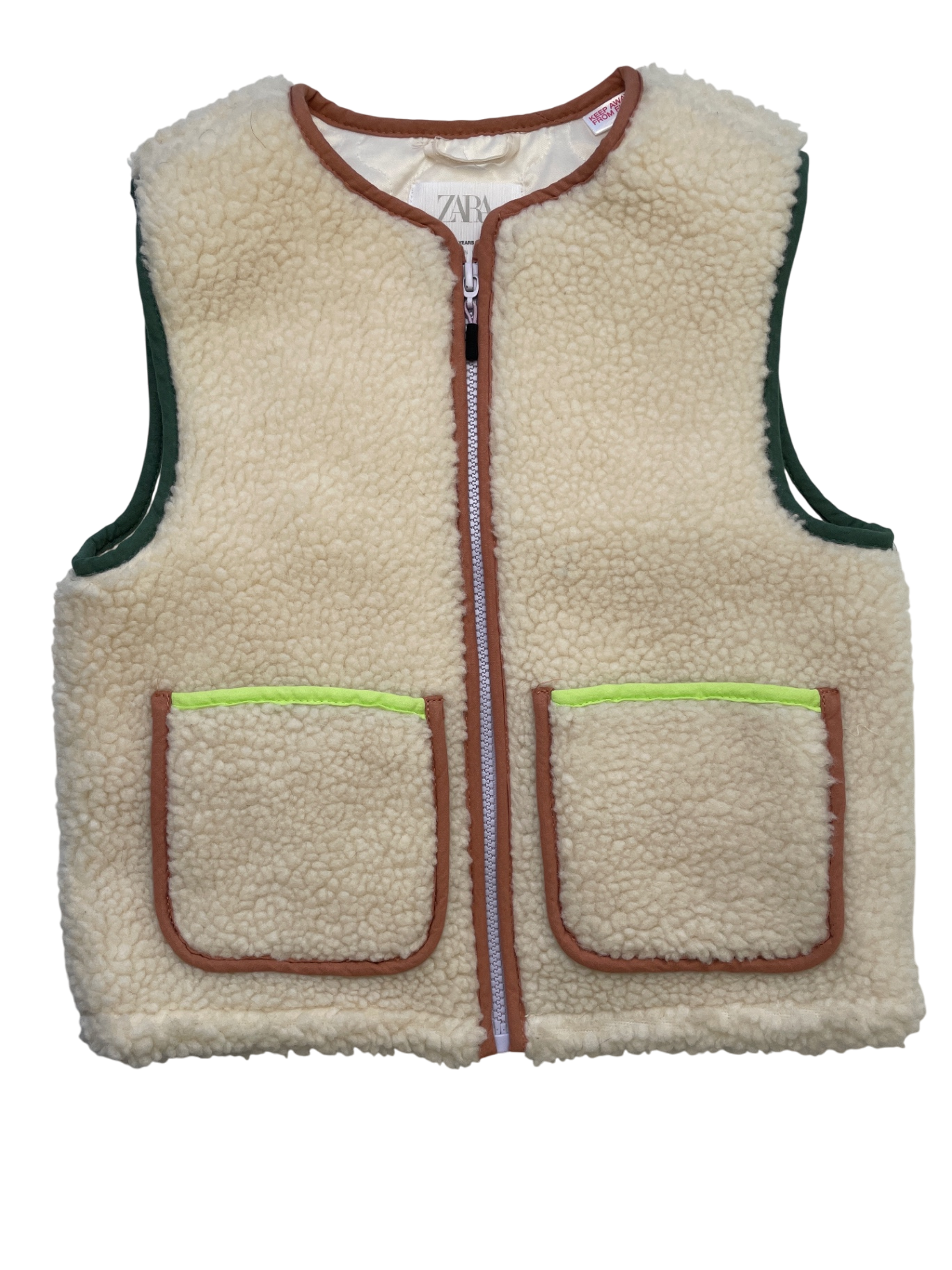 Zara Vest - Cream Sherpa Full Zip w/ Pockets | size 3T/4T
