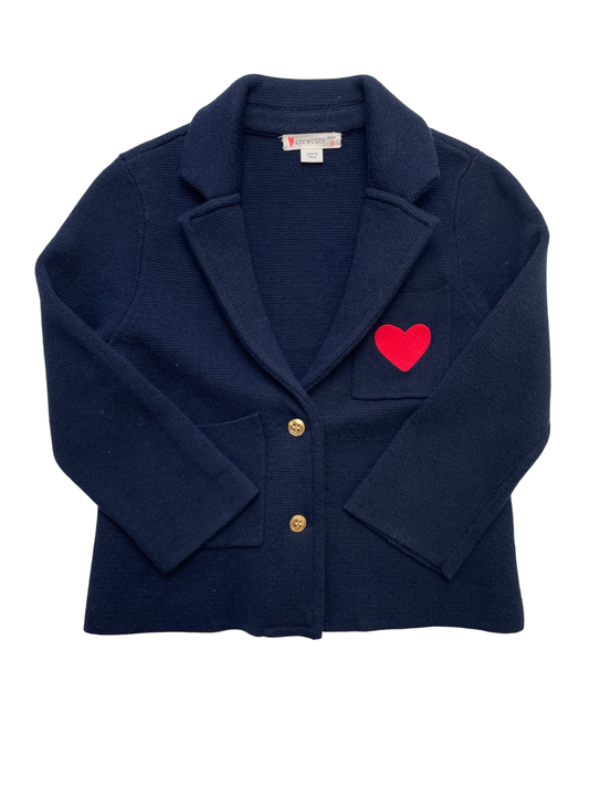 Crewcuts Sweater - Navy Blue Cardigan Embroidered Heart | size 2T