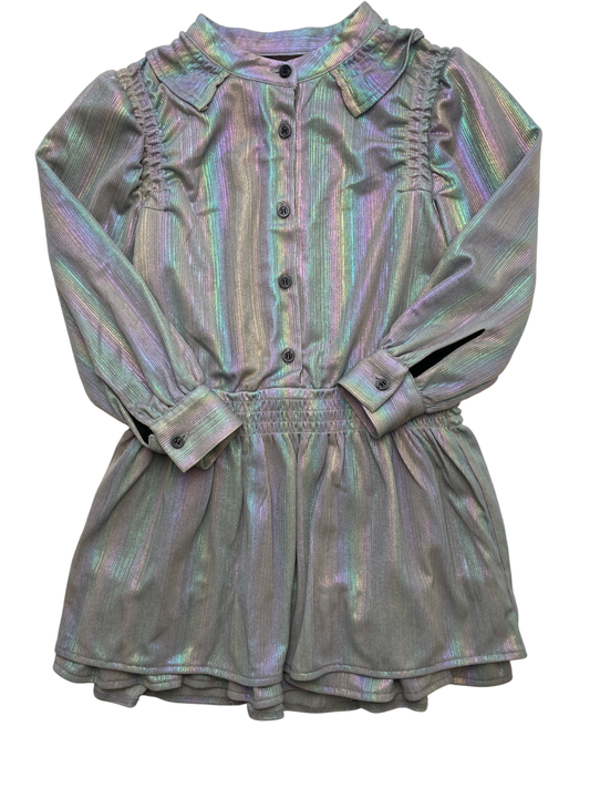 Imoga Dress - Multicolor Metallic Iridescent Button Up | size 4T
