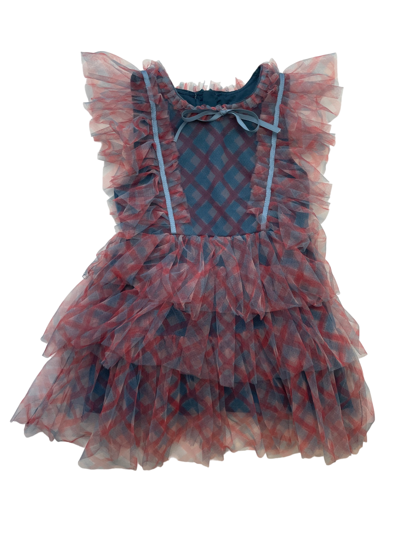 Lola & The Boys Dress - Blue Plaid Tulle Sleeveless | size 3T/4T