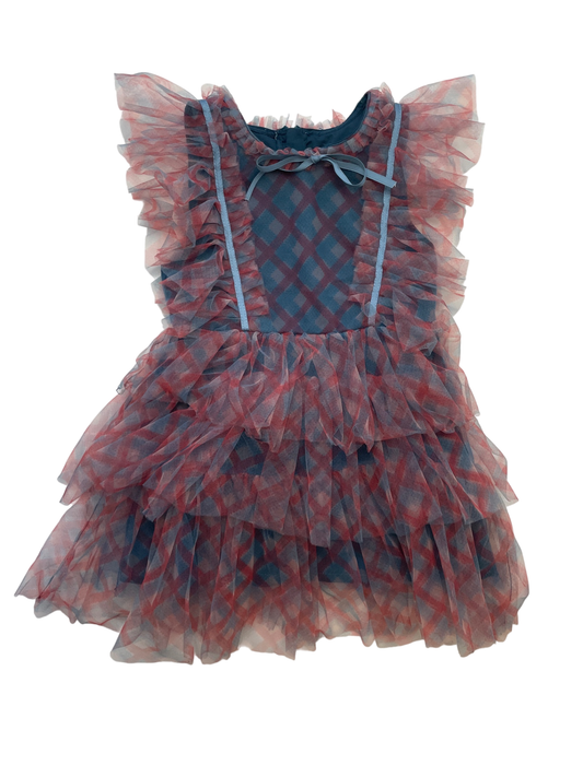 Lola & The Boys Dress - Blue Plaid Tulle Sleeveless | size 3T/4T