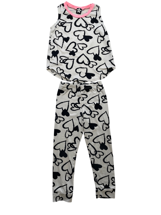 Pixie Lane 2 Piece Ensemble - White Heart Pattern Sleeveless Top + Leggings | size 4T