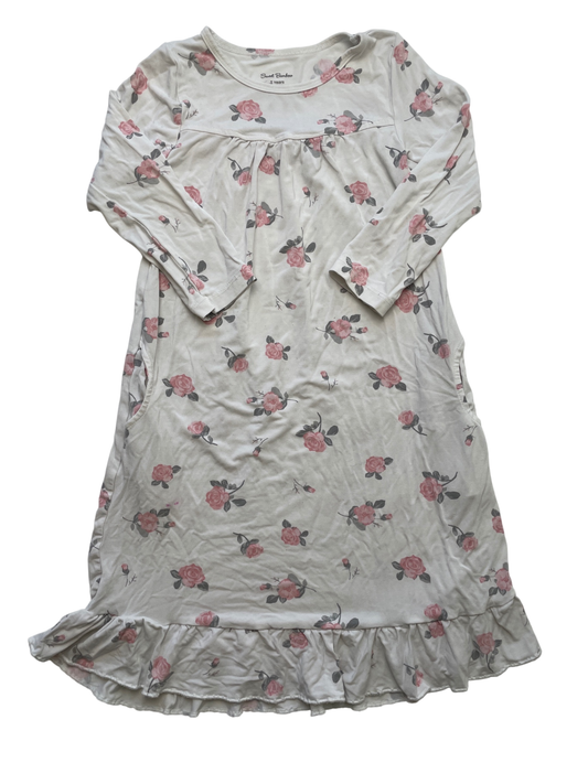 Sweet Bamboo Dress - White Flowers Long Sleeve | size 3T